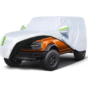 JSCARLIFE Car Cover for F-ord Bronco 2 Door Half Car Cover Waterproof Full Car Cover for Automobiles Windproof Snowproof UV Protection Outdoor Indoor Car Cover