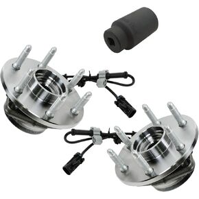 TRQ Front Wheel Hubs & Bearings Pair w/ 36mm Socket for Chevy GMC Truck 4X4 4WD