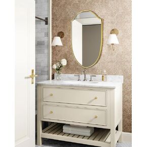 Irregular Black Arched Metal Bathroom Mirror Accent Asymmetrical Wall Mirror for Dresser, Mantel or Bedroom