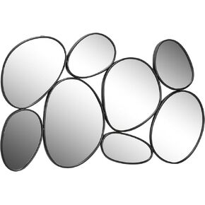 Deco 79 Metal Room Wall Mirror Bubble Cluster Entryway Mirror, Wall Mounted Mirror 54" x 1" x 35", Black