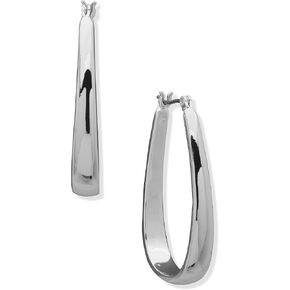 ANNE KLEIN Women's Silver Hoop Pierced Earring Featuring Smooth Polished Elongated Design