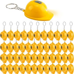 48 Pcs Construction Helmet Keychain Hard Hat Keychain Yellow Safety Hat Keychain for Architecture Themed Party Supplies Father's Day Birthday Gifts