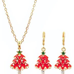 Sixexey Christmas Jewelry Set Tree Pendant Necklaces Xmas Necklace Set Holiday Necklaces Jewelry for Women