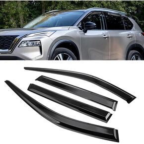 واقي نافذة MotorFansClub واقي مطر مناسب لنيسان روغ 2021 2022 2023 2024 2025 حاجب نافذة منحرف وظلال شمس وواقي مطر أسود in Kuwait