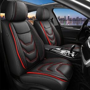 Car Seat Covers Full Set for Jeep Cherokee 2014-2024: Breathable Full-Coverage Faux Leather Seat Covers(5 Seat Full Set,Black)