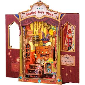 Fsolis Book Nook Kits, Miniature House Kit Puzzle Booknooks for Adults Decorative Bookends Bookshelf Alley Decor for Women Teenagers Puzzle Lovers (Library of Wisdom)