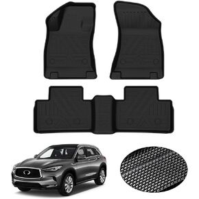 KUST All Weather Floor Mats for 2019-2025 Infiniti QX50/2022-2025 QX55 Accessories Car Floor Liner 1st & 2nd Row Liners Black Non-Slip