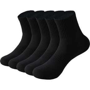 Mens Athletic Cotton Quarter Crew Socks Light Weight Moisture Wicking Odor Control Sports Socks for Men 5 Pairs
