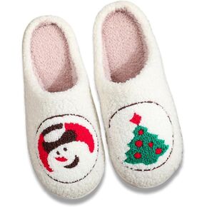 Christmas House Slippers Women Men Holiday Winter Memory Foam Slippers Indoor Cozy Family Cute Shoes
