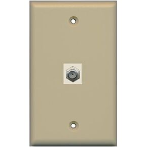 RiteAV Coax Cable TV Wall Plate 1 Gang Flat - Light Almond