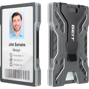 محفظة GEIT Minimalist للرجال، محفظة رجالية معدنية نحيفة من الألومنيوم مع حامل بطاقة هوية مغناطيسية، محفظة بطاقات الائتمان RFID مع مشبك نقود in Kuwait