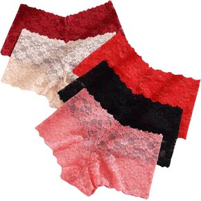 GORGLITTER Women's 5 Pack Lace Cheeky Underwear Seamless High Waisted Brief Panties
