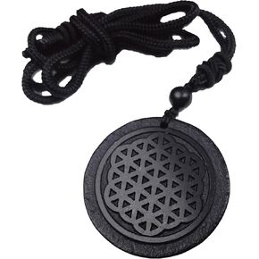 Shungite Flower of life Pendant Necklace - Chakra Balance - Handcrafted Constellations Jewelry - Healing Crystal Protection Necklace - Energy Harmony