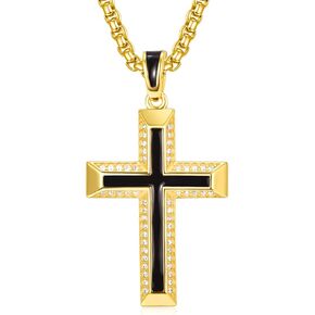 ADMETUS Cross Necklaces 925 Sterling Silver Cross Chain Pendant Jewelry Gifts for Men with 22"+2" Rolo Chain