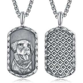 ADMETUS Dog Necklaces 925 Sterling Silver Dog Tag Pendant Jewelry Memorial Gifts for Men Dog Lovers with 22"+2" Rolo Chain