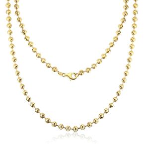 AINUOSHI 2.0-5.0mm Solid 925 Italy Moon Cut Chain Necklace Yellow Gold Plated Sterling Silver Bead Ball Chain Necklace for Men & Women, 16-28 Inches