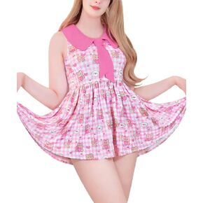 Littleforbig Women’s Sailor Collar Kawaii Sleeveless Blouse Babydoll Peplum Top - Beary Cute