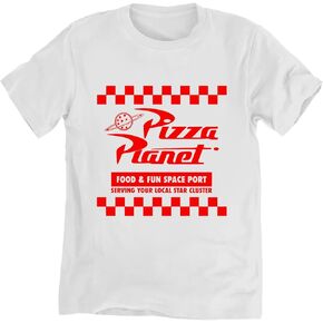Pizza Planet Shirt Fashion Graphic Short Sleeve Women Men Trendy Logo Short Sleeved Top Youth Unisex White
