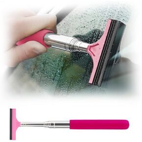 Car Rearview Mirror Wiper, Retractable Vehicle Side Mirror Glass Squeegee, Portable Auto Water Cleaning Tool with Telescopic Long Rod, Universal for SUV, Sedan, Truck (Black)