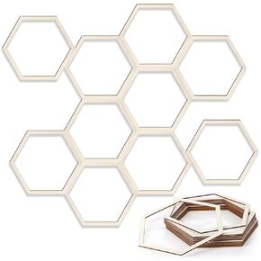 Gerrii 24 Pcs Honeycomb Decorations 8'' Unfinished Wooden Hexagon Wall Decor Hexagon Wall Stickers Decorative Wood Honeycomb Beehive Sign for Baby Shower Honeybee DIY Birthday Party Decor