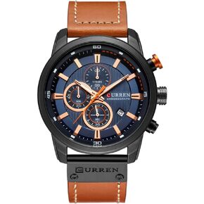 Men Leather Strap Military Watches Men's Chronograph Waterproof Sport Wrist Date Quartz Wristwatch Gifts