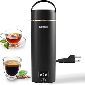 Sekaer Travel Portable Electric Kettle, Small Tea Kettle Coffee Mini Hot Water Boiler, 400mL & 304 Stainless Steel, with 4 Variable Presets and Auto Shut-Off SKE-840G