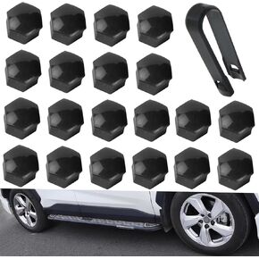 غطاء حماية لمحور عجلة السيارة Pack-21، غطاء صامولة مقاوم للسرقة من النايلون البلاستيكي مقاس 0.74 بوصة/19 مم، غطاء لولبي مقاوم للصدأ مع مشبك استخراج، عالمي لملحقات تعديل إطارات السيارة (أسود) in Kuwait