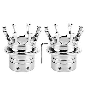 Aramox Front Axle Nut Covers Caps Kit, 5 Colors Front Axle Nut Cap Covers Distinctive Crown Styling CNC Aluminum Alloy for Motorbike Modification(Chrome)