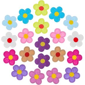 20 PCS Embroidery Flower Iron on Patches, Sew On Embroidered Applique Sewing Patches for Backpack, Jackets DIY Patches