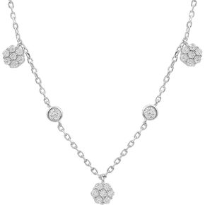 قلادة NW معتمدة من الماس CZ Flower Station من الفضة، قلادة قابلة للتكديس من الزركون للنساء، جودة AAAA - جاهزة للهدايا in Kuwait