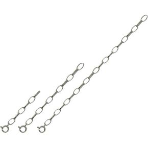 Hoops & Loops Sterling Silver Oval Link Extender Set for Pendants Necklaces 3 Sizes