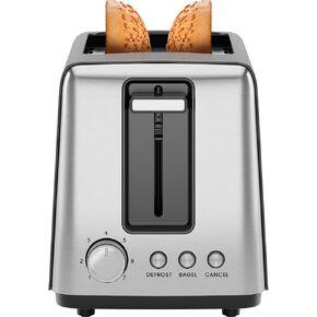 Chefman 2-Slice Pop-Up Stainless Steel Toaster w/ 7 Shade Settings, Extra Wide Slots for Toasting Bagels, Defrost/Reheat/Cancel Functions, Removable Crumb Tray, 850W, 120V, Silver