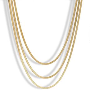 Elegance 11 designs 14k Real Gold Plated Non-Tarnish Layered Herringbone Figaro Chain Flat Snake Chain Gold Necklaces Set For Women