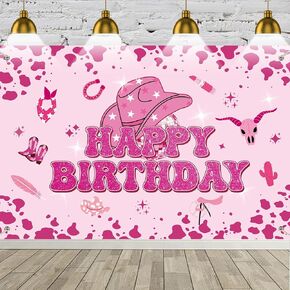 Princess Birthday Party Backdrop Photography Background Pink Party Banner for Girl Birthday Party Baby Shower Cake Table Decorations Happy Birthday Banner,71x45 inch
