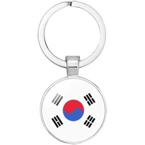 vmcoatdu Korea National Flag Key Chain Keyring Gift Men Women Keychain Stainless Steel and Inlaid Glass Materials