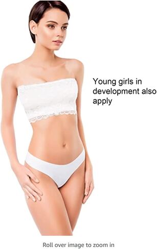 Women's Lace Bandeau Strapless Seamless Stretchy Bandeau (White & Black), One Size, Set of 2 in Saudi Arabia