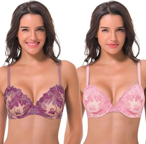Curve Muse Women's Plus Size Add 1 and a Half Cup Push Up Underwire Bras in Kuwait