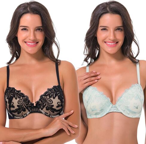 Curve Muse Women's Plus Size Add 1 and a Half Cup Push Up Underwire Bras in Saudi Arabia