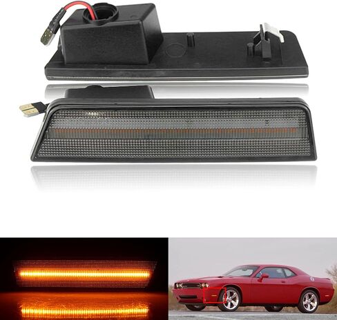 2X Front Side Marker Light Amber Led Smoked Lens For 2008 2009 2010 2011 2012 2013 2014 Dodge Challenger R/T Classic Rallye Redline SRT8 SRT SXT R/T SE Replace OEM Front Bumper Side Marker Lights in Saudi Arabia