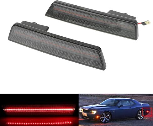2X Front Side Marker Light Amber Led Smoked Lens For 2008 2009 2010 2011 2012 2013 2014 Dodge Challenger R/T Classic Rallye Redline SRT8 SRT SXT R/T SE Replace OEM Front Bumper Side Marker Lights in Saudi Arabia