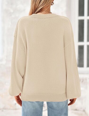 PRETTYGARDEN Women's 2024 Winter Chunky Knit Sweater Casual Long Lantern Sleeve Crewneck Pullover Jumper Tops in Saudi Arabia