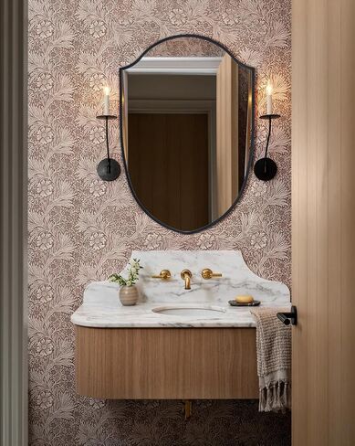 Irregular Black Arched Metal Bathroom Mirror Accent Asymmetrical Wall Mirror for Dresser, Mantel or Bedroom in Saudi Arabia