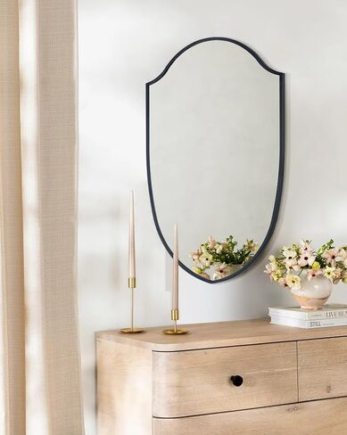 Irregular Black Arched Metal Bathroom Mirror Accent Asymmetrical Wall Mirror for Dresser, Mantel or Bedroom in Saudi Arabia