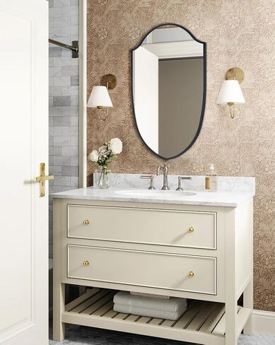 Irregular Black Arched Metal Bathroom Mirror Accent Asymmetrical Wall Mirror for Dresser, Mantel or Bedroom in Saudi Arabia