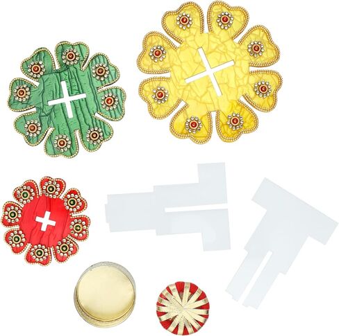 مصمم الأرضية الحمراء رانجولي مع حامل شموع ضوء الشاي حامل ديكور Tealight T ضوء لتزيين أرضية المهرجان وإكسسوارات الإضاءة ديكور ديوالي (بدون شمع) in Saudi Arabia