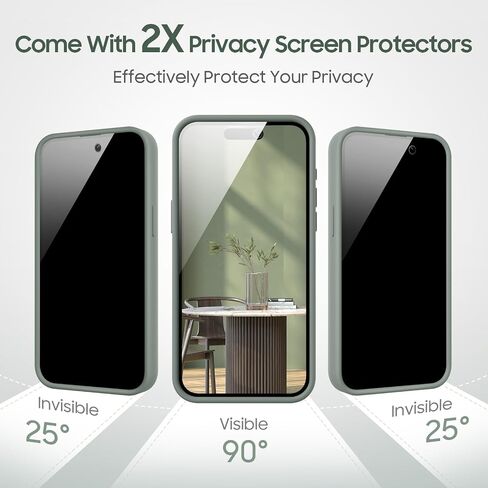 Designed for iPhone 15 Pro Max Case, Compatible with MagSafe, with Privacy Screen Protectors X2, Full Camera Protection, Silicone Shockproof Protective Slim Phone Case 6.7", Light Brown in Saudi Arabia