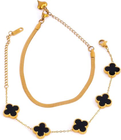 Lunova Gold Necklace and Bracelet Sets for Women, Gold Necklace for Women, Bracelet Set for Women Gold Bracelets for Women Gold Necklace Set, Gold Bracelet Set Gold Chain for Women in Saudi Arabia