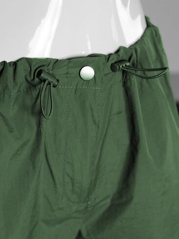 Awesome21 Women's Women's Cargo Nylon Wide Leg Parachute Pants in Saudi Arabia