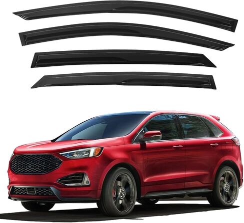 HAFIDI® قناع نافذة مناسب لسيارة Ford Edge 2015-2024 خارج جميع الأحوال الجوية، واقي مطر للنافذة المتينة، عاكسات النوافذ، أقنعة نافذة التهوية، مجموعة 4 قطع من الملحقات - أسود in Saudi Arabia