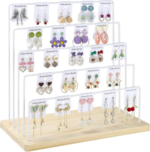 Earring Display Stand for Selling, 5 Tier Earring Rack Tower Holder, Jewelry Display Stand With Earring Cards (Black) in Saudi Arabia